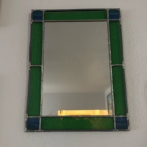 Green stained glass mini mirror
